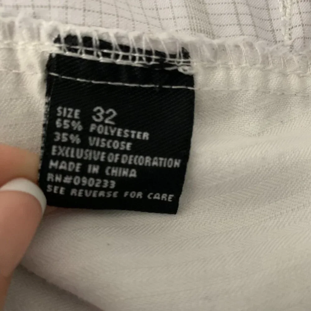 Quiksilver Skater Chino Shorts 32 White Checkered Flat Front Pockets Button Zip